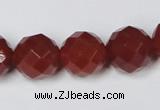 CAA120 15.5 inches 14mm faceted round red agate gemstone beads