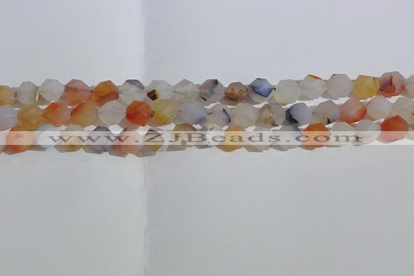 CAA1231 15.5 inches 8mm faceted nuggets matte dendritic agate beads