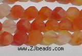 CAA1236 15.5 inches 6mm faceted nuggets matte red agate beads