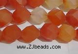 CAA1237 15.5 inches 8mm faceted nuggets matte red agate beads