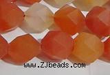 CAA1239 15.5 inches 12mm faceted nuggets matte red agate beads