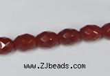 CAA125 15.5 inches 8*10mm faceted rice red agate gemstone beads