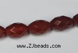 CAA126 15.5 inches 10*14mm faceted rice red agate gemstone beads