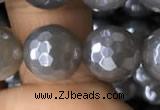 CAA1262 15.5 inches 10mm faceted round AB-color grey agate beads