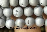 CAA1270 15.5 inches 6mm round matte plated druzy agate beads