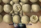 CAA1275 15.5 inches 6mm round matte plated druzy agate beads