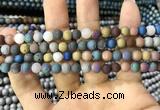 CAA1281 15.5 inches 6mm round matte plated druzy agate beads