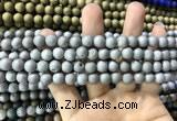 CAA1290 15.5 inches 8mm round matte plated druzy agate beads