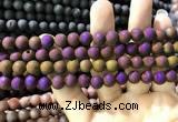 CAA1294 15.5 inches 8mm round matte plated druzy agate beads