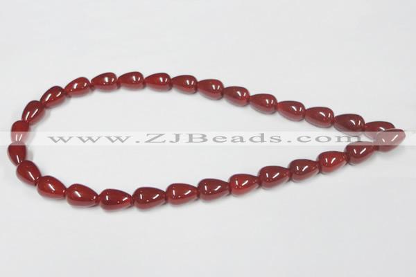 CAA132 15.5 inches 10*14mm teardrop red agate gemstone beads