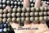 CAA1335 15.5 inches 12mm round matte plated druzy agate beads