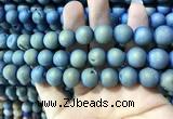 CAA1337 15.5 inches 12mm round matte plated druzy agate beads