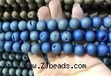 CAA1338 15.5 inches 12mm round matte plated druzy agate beads