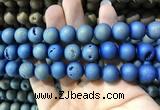 CAA1358 15.5 inches 14mm round matte plated druzy agate beads