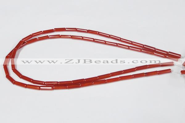 CAA136 15.5 inches 4*13mm column red agate gemstone beads