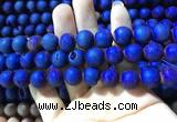 CAA1360 15.5 inches 14mm round matte plated druzy agate beads