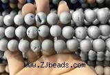 CAA1370 15.5 inches 16mm round matte plated druzy agate beads
