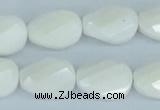 CAA14 15.5 inches 13*18mm faceted & twisted oval white agate beads