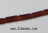 CAA141 15.5 inches 6*12mm faceted column red agate gemstone beads