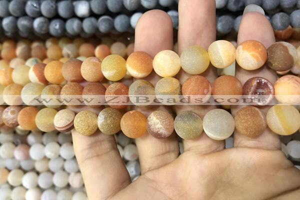 CAA1419 15.5 inches 10mm round matte druzy agate beads