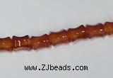 CAA142 15.5 inches 6*8mm bamboo shape red agate gemstone beads