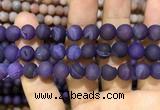 CAA1451 15.5 inches 14mm round matte druzy agate beads