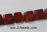 CAA146 15.5 inches 12*14mm faceted cube red agate gemstone beads