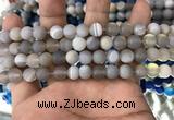 CAA1470 15.5 inches 6mm round matte banded agate beads wholesale