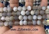 CAA1473 15.5 inches 12mm round matte banded agate beads wholesale