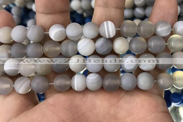CAA1473 15.5 inches 12mm round matte banded agate beads wholesale