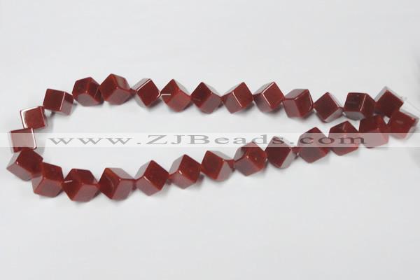 CAA148 15.5 inches 10*10mm cube red agate gemstone beads