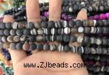 CAA1480 15.5 inches 6mm round matte banded agate beads wholesale
