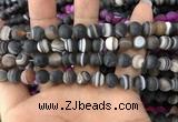 CAA1481 15.5 inches 8mm round matte banded agate beads wholesale