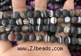 CAA1482 15.5 inches 10mm round matte banded agate beads wholesale