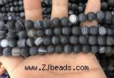 CAA1487 15.5 inches 10mm round matte banded agate beads wholesale