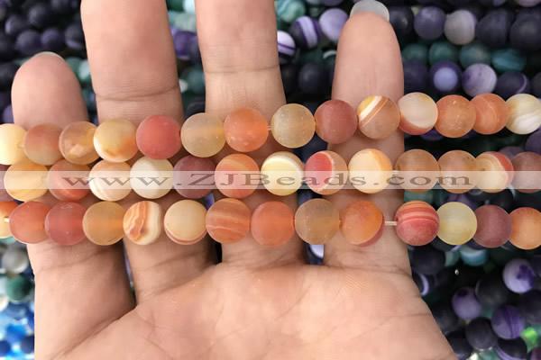 CAA1491 15.5 inches 8mm round matte banded agate beads wholesale