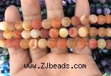 CAA1492 15.5 inches 10mm round matte banded agate beads wholesale