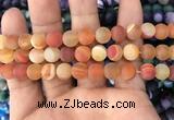 CAA1493 15.5 inches 12mm round matte banded agate beads wholesale