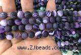 CAA1496 15.5 inches 8mm round matte banded agate beads wholesale
