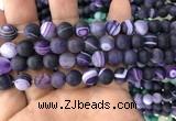 CAA1497 15.5 inches 10mm round matte banded agate beads wholesale