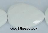 CAA15 15.5 inches 30*40mm faceted flat teardrop white agate beads