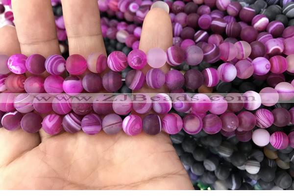CAA1500 15.5 inches 6mm round matte banded agate beads wholesale