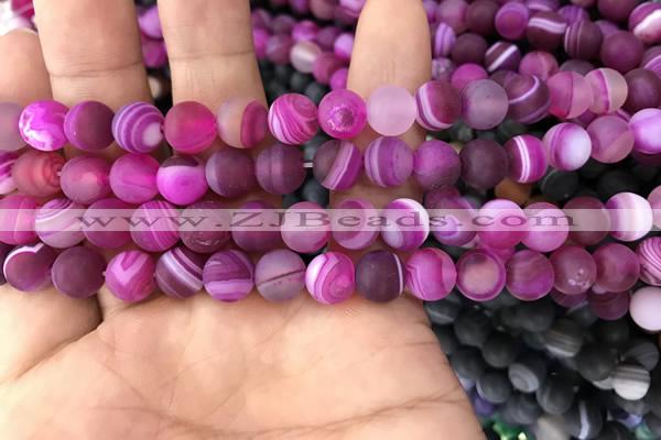 CAA1501 15.5 inches 8mm round matte banded agate beads wholesale
