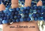 CAA1506 15.5 inches 8mm round matte banded agate beads wholesale