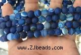 CAA1507 15.5 inches 10mm round matte banded agate beads wholesale