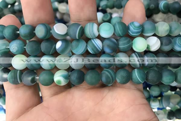 CAA1512 15.5 inches 10mm round matte banded agate beads wholesale