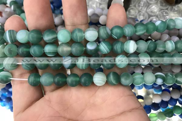 CAA1515 15.5 inches 6mm round matte banded agate beads wholesale