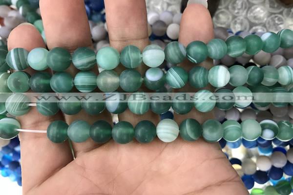 CAA1516 15.5 inches 8mm round matte banded agate beads wholesale