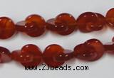 CAA153 15.5 inches 12*12mm curved moon red agate gemstone beads