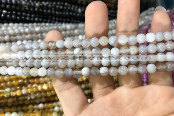 CAA1530 15.5 inches 4mm round banded agate beads wholesale